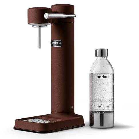 aarke Carbonator 3 Gasatore d'acqua, corpo in acciaio inox, produttore di acqua frizzante, inclusa bottiglia in PET senza BPA, compatibile con bombole di CO2 da 60 L / 425 g, colore: bordeaux
