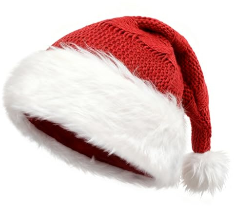 TAGVO Gorro Navideño para Adulto, Gorro Santa Claus Sombrero Navideño de Invierno Sombrero de Papá Noel Roja para Fiesta Festiva de Año Nuevo 55-60cm