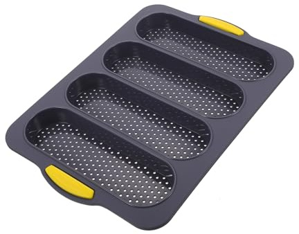 BESPORTBLE 4 Slot Silicone French Loaf Bread Mold for Baking Hot Dogs and Whole Bread Withstand Baking or Freezing for Breakfast and Afternoon Tea