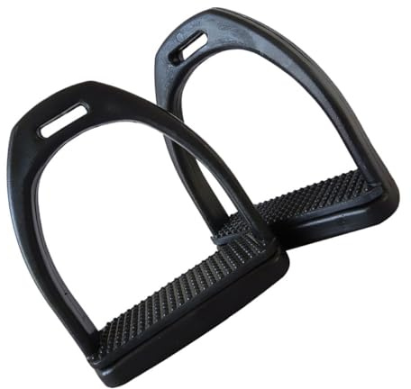UKCOCO Staffe Antiscivolo per Sella Cavallo 2 Pezzi Grandi Nere Suola Ampia Resistente All’usura e Sgancio di Sicurezza per Equitazione e Attività Outdoor