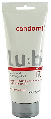 Condomi Lu:b Gleitgel und Massage-Gel 200 ml Tube - Natürliche Feuchtigkeit - Gleitmittel pH-hautfreundlich auf Wasserbasis