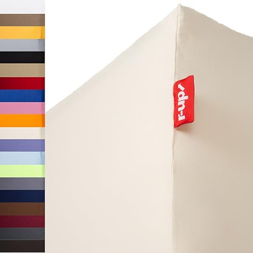 r-up Beste Spannbettlaken Doppelpack 200x220-220x240 bis 35cm Höhe viele Farben 95% Baumwolle / 5% Elastan 230g/m² Oeko-TEX stressfrei auch für hohe Matratzen (Natur)