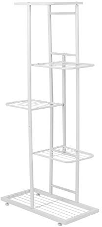 Dioche, scaffale per piante domestiche, 5 strati, in ferro, per soggiorno, balcone, colore: bianco