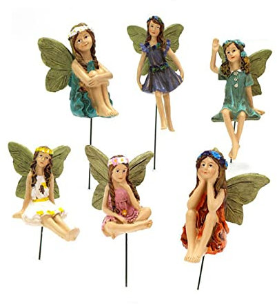KOCNYDEY Miniatures Fées pour Jardin - Figurines et Accessoires en Résine pour Décoration Extérieur et Intérieur - 6 Pièces