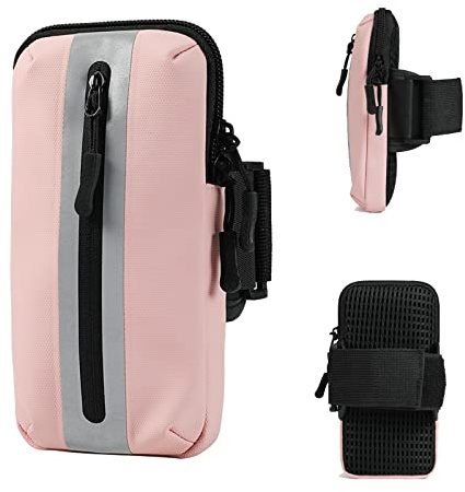 Prime Comfort Running Phone Holder Armband, iPhone Arm Bands for Exercise, Running Arm Bands for Cell Phone, Phone Purse Cell Phone Holder for Walking (Pink)