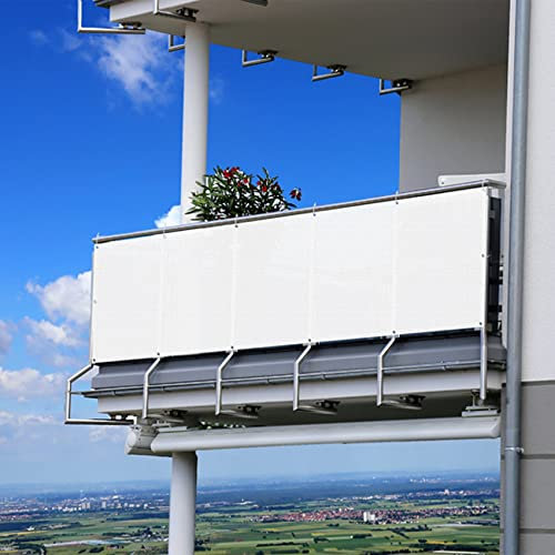 Sonnenschutz Balkon 95 x 650 cm Windschutz und Sonnenschutz Sonnenschutz Sichtschutz mit Kabelbinder für Balkon Terrasse Garten, Weiß