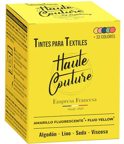 HAUTE COUTURE - Tinte para Ropa y Textil Amarillo - 350g - Amarillo Fluorescente - Tinte Textil Todo en uno - Listo Para Teñir Ropa y Tejidos