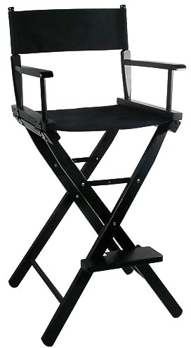 GDGYOFN 30 Inch Directors Chairs Foldable, Folding Makeup Artist Chair with Portable Footrest - Solid Hardwood Frame, 250lb Capacity, Black - for Professional Salon, Home Studio & Photography