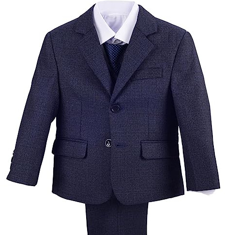 Lito Angels kostymer & kavajer kostym bröllop 5-delad smoking Tuxedo set för baby småbarn barn pojkar, blå, Marinblå, 12 månader