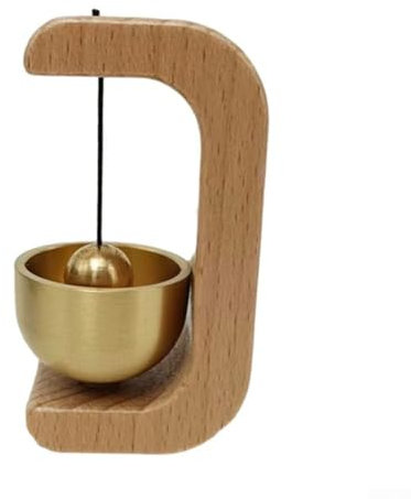 Sonnette de porte sans fil de style japonais, carillon éolien en bois avec cloche en laiton, son net et agréable, touche décorative pour les cafés (A)