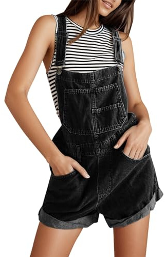 KBOPLEMQ Salopette da donna in jeans corti, pantaloni con gamba dritta, pantaloni in denim, tuta da donna, pantaloni corti