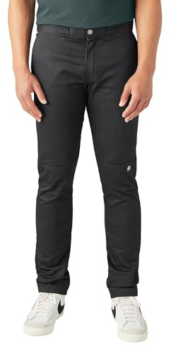 Dickies Skinny Fit Double Knee Work Pants. Black, 33 30