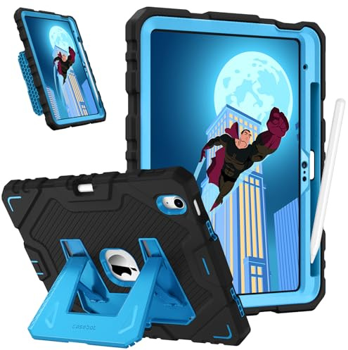 FINTIE Custodia per iPad (A16) 11ª Generazione 11 (2025)/iPad 10ª Generazione 10,9 (2022) con Portapenne, Antiurto Robusta Case Protettiva Cover con Supporto Integrato, Nero/Blu