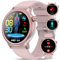 YYKY EKG Uhr Smartwatch Damen Herren mit HRV/Hαrπsäυre/BMI,1,39 rund Smartuhr Fitnessuhr mit Telefonfunktion SOS-Taste/Blutdruck/Körpertemperatur/Müdigkeit/Emotionserkennung/Schlaf (Rosa)