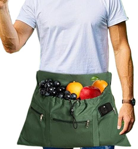 Generico Gardening Apron - Grembiule Da Giardinaggio | Impermeabile Con Tasche Per Attrezzi Da Giardino | Grembiule Protettivo Resistente | Per Organizzare Piccoli Oggetti, Frutta E Attrezzi