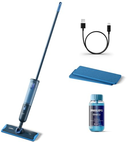 Philips OneUp 3000 Series elektrischer Wischmopp - 2X sauberere Böden², 2X schnelleres Wischen, kabellos mit 360° Drehgelenk, 2 waschbare Wiederverwendbare Pads, langanhaltender Akku (XV3101/11)