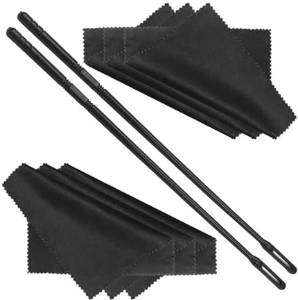 mophrati Limpiador de flautas profesional, varilla y paño para limpieza de flautas, apto para la mayoría y piccolos, para un mantenimiento eficaz, accesorios con 6 paños pulido.