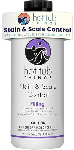 Hot Tub Things Stain & Scale Control, Metal & Mineral Remover for Hot Tubs, Spas & Pools, Prevents Scale Buildup, Protects Plumbing & Heater, Works with All Sanitizers, 32 Ounce