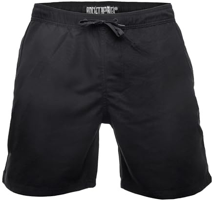 ROCK-IT Apparel badbyxor för män med innerbyxor i mesh och fickor - snabbtorkande tyg [storlekar S-5XL] att knyta - för simning badstrand eller pool black L
