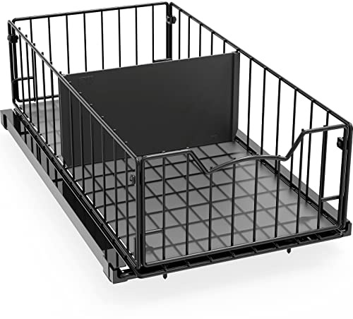 Simple Houseware Ausziehbarer Schrank-Schiebekorb, Schwarz