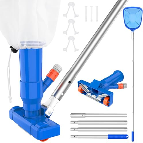 S-Union 2025 Aspirateurs manuels pour Piscine, Kit de Nettoyage par Aspiration & Filet écumoire, Pôle Télescopique 150 cm, Aspirateur Portable pour Petites piscines, Spa, ja-cuzzi, Bain à remous