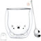 Doppelwandige Katze Latte Macchiato Gläser Kaffeetasse mit Löffel 250 ml, Doppelwandige Kaffeegläser, Kaffeeglas Teegläser, für Cappuccino,Latte Macchiato,Tee, Milch, EIS, Bier Halloween, Weihnachten