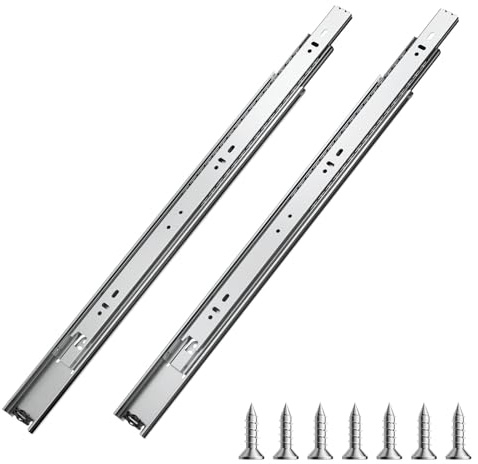 VEVOR Glissières de Tiroir, 10 Paires, Coulisses de Tiroir à Billes à Montage Latéral 450 mm Capacité de Charge 45 kg, Rail de Guidage en Acier au Carbone à Extension Complète pour Armoire Cuisine