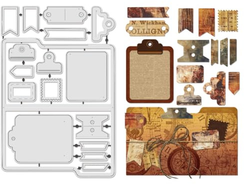 UNICRAFTALE Metallstansformar fil ficka stansad prägling skärschabloner hållbar anteckningsbok formar för gör-det-själv korttillverkning papper hantverk fotoram dekor scrapbooking 18 x 12 cm