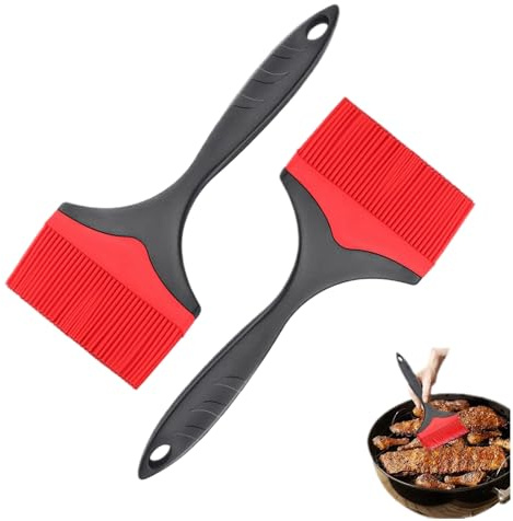 2 Piezas Cepillo de Silicona Extra Grande para Repostería, Brocha de Silicona Resistente al Calor, 10cm Ancho Pincel Cocina, Pinceles de Repostería, Brocha Reposteria, para Cocinar, Asar (Rojo)