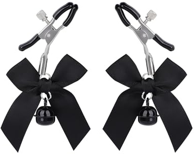 Pinces à tétons réglables en acier inoxydable avec grelots – Clips mammaires décoratifs en forme de nœud, accessoires de stimulation douce pour femmes et couples avec pression ajustable