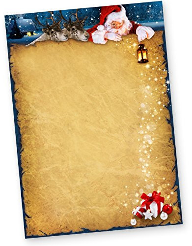 Briefpapier Weihnachten NORDPOL EXPRESS (50 Blatt) Weihnachtsbriefpapier mit Weihnachtsmann und Rentiere