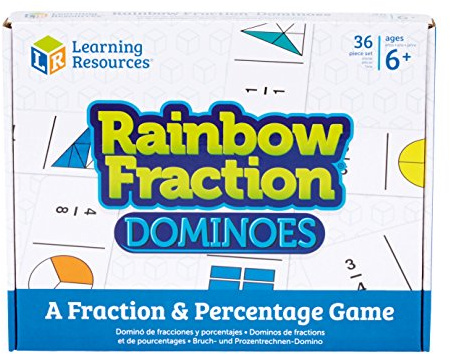 Learning Resources Domino per Imparare Le Frazioni Rainbow Fraction, dai 6 Anni, Apprendimento Frazioni e Percentuali, Gioco Educativo Interattivo