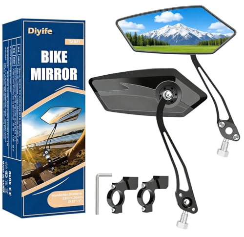 Diyife Specchietti per Bicicletta, [2 Pezzi] Specchietto Retrovisore, Specchietto Monopattino, Girevole a 360° Specchietto Bici,Regolabile Specchietto per Monopattino Elettrico, Moto, Bici Elettrica