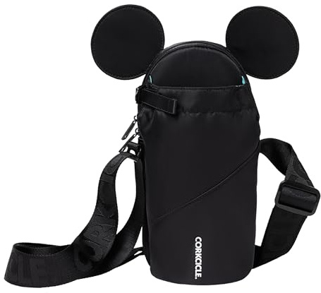 Corkcicle Crossbody Water Bottle Sling Bag - Adjustable Strap - Padded Interior Pocket - Fits 16 oz to 40 oz Tumblers - Summer Drinkware Gift - Black Minnie Mouse Ears
