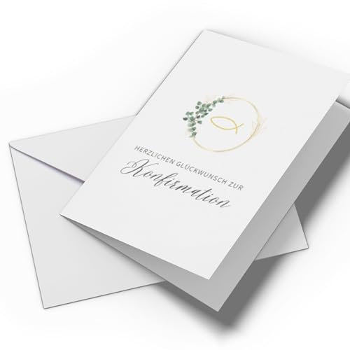 Glückwunschkarte Konfirmation | Set aus Din-A6 Klappkarte und Umschlag | Karte Konfirmation, Konfirmationskarten Jugendliche-Unisex | (Variante: Konfirmation - Minimalistisch)