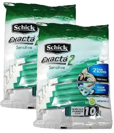 Schick Exacta2 Sensitive Skin Disposable Mens Shaver 20 Count (10 Count x 2Pack) 2023 New Verson