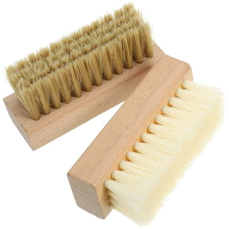 KOMBIUDA 2piezas Cepillo Limpiador De Ropa y Zapatos con Mango De Madera y Cerdas Duras y Suaves Multiusos para Limpieza Doméstica y Fregar Eficazmente