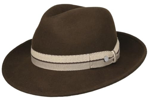 LIERYS Pondreco Bogart Fedora Wollhut Made in Italy Unisex Herbst/Winter braun L (58-59 cm)