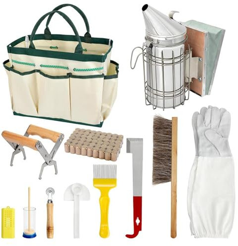 ERMWALR Imker Zubehör, Imkereizubehör, 30-teiliges Imkerei Starter Set, J Haken, Rahmengriff, Imkereiwerkzeuge und Zubehör, für Imkereizubehör, Starter Set