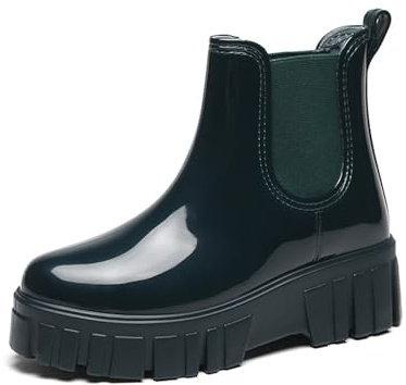 AONETIGER Gummistiefel Damen Regenschuhe Wasserdicht Halbhoch Segelstiefel rutschfest Regenstiefel Bequem Chelsea Boots Mode Gartenschuhe (Grün,41EU)
