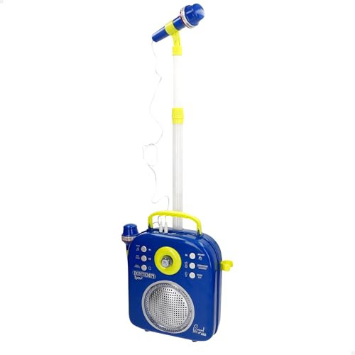 ColorBaby Bontempi Altavoz Karaoke Infantil 2 micrófonos, Pie Micro Ajustable 65-95 cm, Efectos aplauso, Distorsionador de Voz, Luces, Control de reproducción, Regalo niños y niñas, +5 años (47895)