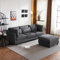 A ALFRESCOOL L-förmiges Ecksofa mit Fußhocker, Dreisitzer, modernes Design, geeignet für Wohnzimmer, Schlafzimmer, Büro