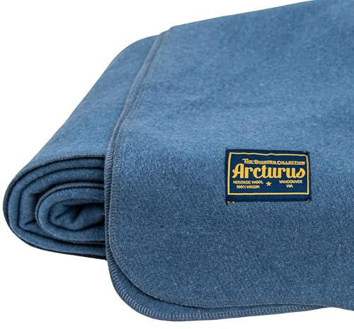 Arcturus Bighorn 100% Virgin Wool Blanket | Heirloom-Quality Wool Bedding for Home & Cabin | Warm, Thick & Durable (Twin Size, Steel Blue)