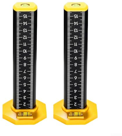 Juego de 2 herramientas de medición de altura, con imán fuerte, para una gama de aplicaciones de renovación (amarillo y negro)