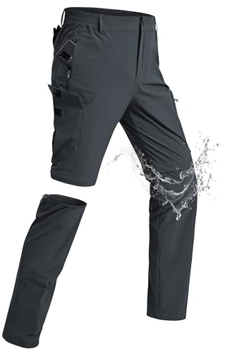 xtuwkzo Pantalon Cargo Hommes Stretch Zipper Détachable Imperméable Pantalon Vélo Respirant Été Hommes Séchage Rapide Zip Poches Randonnée Voyage Gris S