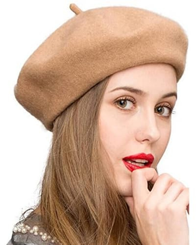 TRIXES Béret Camel – Style français classique – Laine pour la chaleur hivernale – Accessoire de mode idéal pour se déguiser