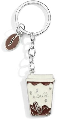 Tranbath Coffee Bean and Cup Keychain for Women, Cute Travel Friend Accessories, Inspirational Friendship Gifts, Retirement and Thank You Gifts for Girlfriend, Female Birthday Presents