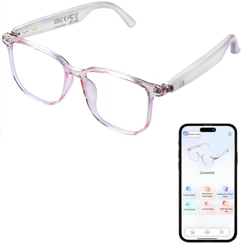 SUNSEATON Occhiali Intelligenti Traduttore AI, Occhiali da Bluetooth Audio Uomo Donna, con Microfono per Smartphone Chiamate Ascoltare Musica, 110+ Languages