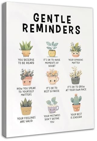 Dazzlewall Framed Gentle Reminders Wall Art Positive Affirmations Prints, Inspirational Quotes Poster for Classroom Office Bedroom Decor 12×16 in