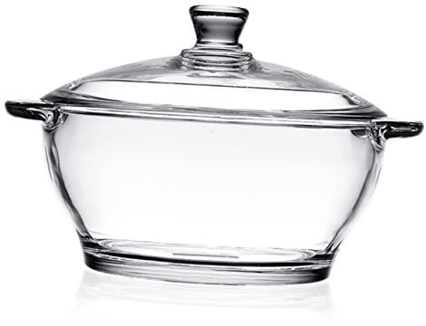 VALICLUD Pentola in Vetro Resistente al Calore Maniglia e Pentola per Stufati per Noodles e Zuppe Vetro Borosilicato Trasparente Facile da e Sicura per Uso